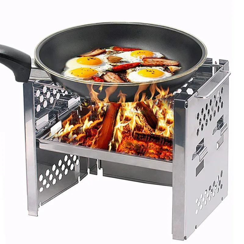 

Foldable BBQ Camping Stove Wood Burning Camp Stoves Picnic BBQ Cooker/Potable Folding Stainless Steel Backpacking Stove