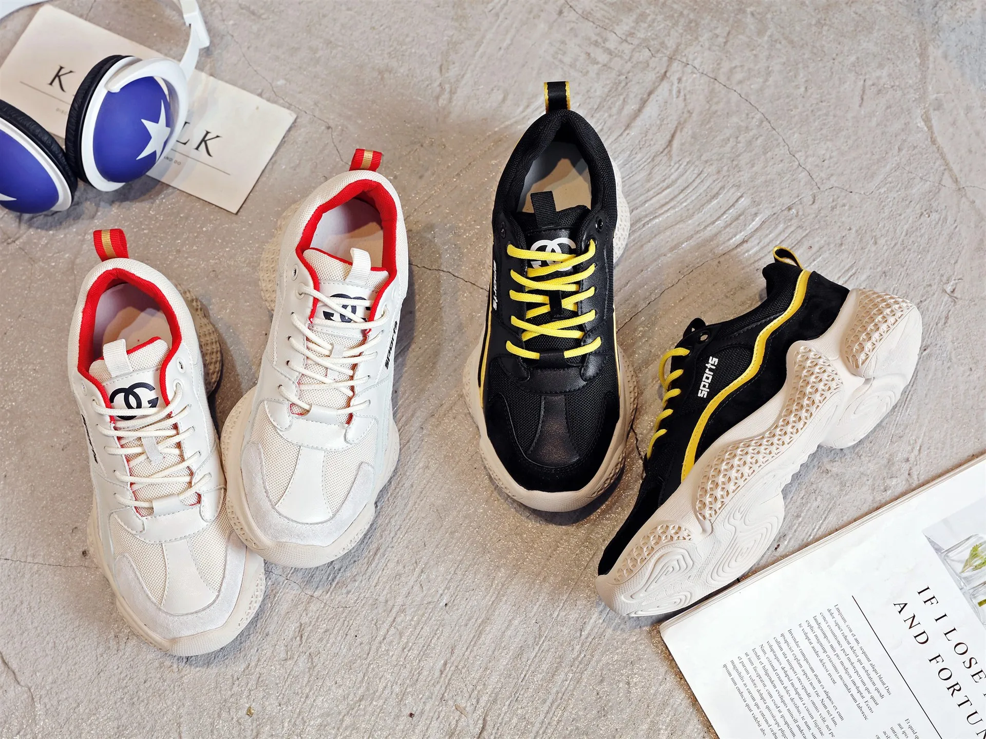 

Lace-Up Casual Fashion Platform Sneakers Platform Sewing Female Vulcanize Shoes Mixed Colors Winter Low Thick Soled Women Shoes