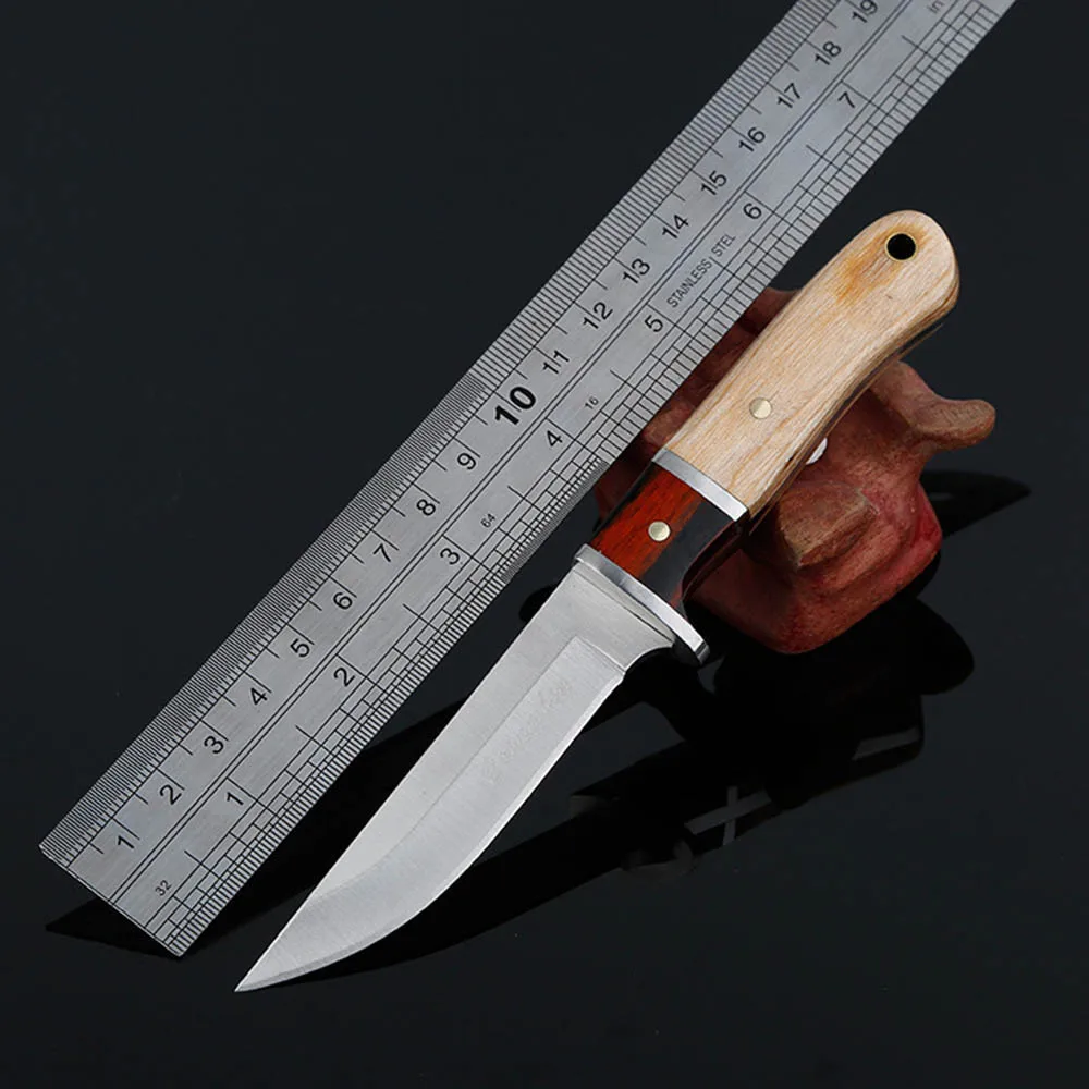 

OWL OD029 Free shipping Small straight knife Hunting Camping Fishing Deer Knives Wood Handle Fixed Blade