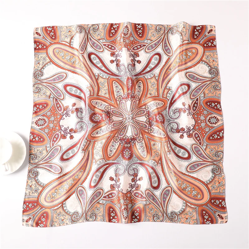 New Scarves Shawls Square Scarf Silk Feel Satin Head Neck High Quality Women Fashion Hair Tie Band Vintage 70*70cm Neckerchife