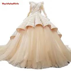 Элитное роскошное свадебное платье на заказ, свадебное платье с волнами спереди, кружевное свадебное платье, 2018 цветов, жемчуг длинные