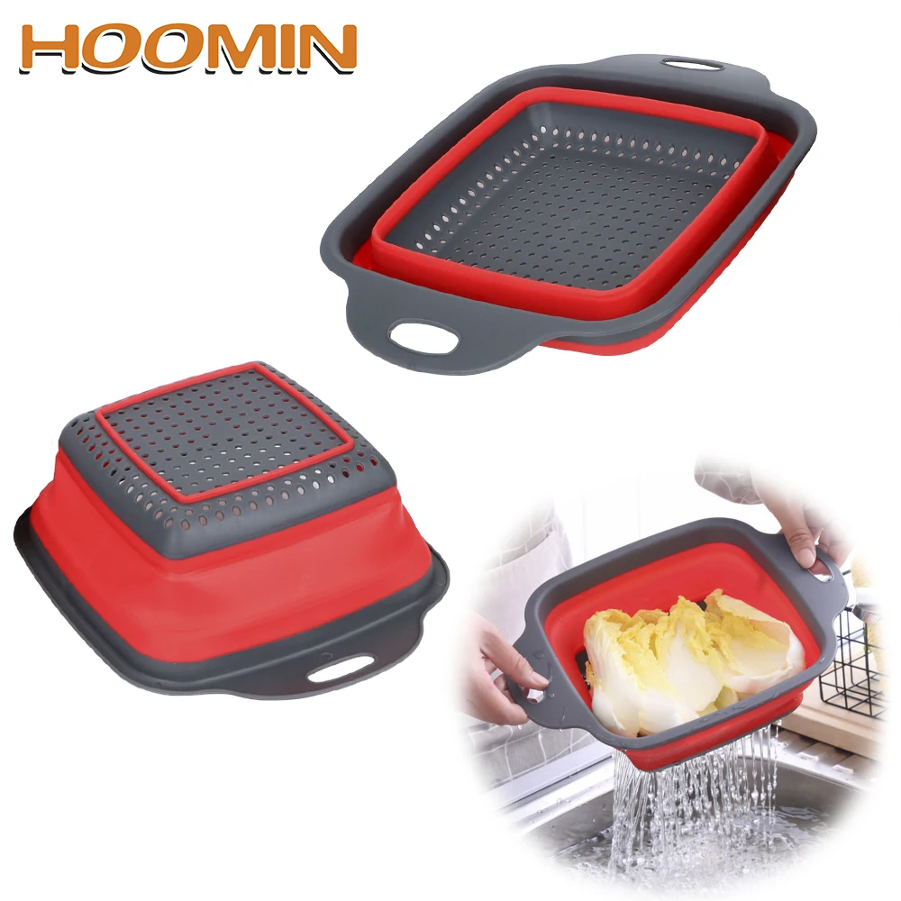 

HOOMIN Fruit Vegetable Washing Baskets Collapsible Colander Collapsible Drainer With Handle 2pcs/set Foldable Strainer Basket