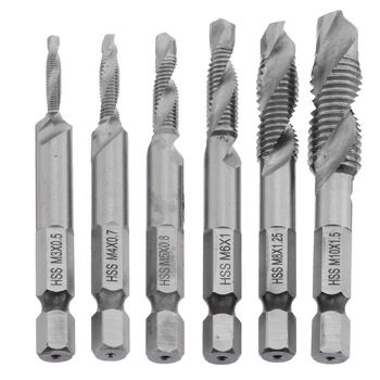 

6pcs HSS Metric Screw Thread Taper Drill Bits Set 1/4'' Hex Shank M3-M10 Mayitr For Power Tools