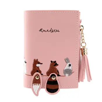 

Women Wallet With Zipper Coin Pocket Card Holder Purse High Quality Small Wallets Embroidery Animal Pattern Women Wallets zk30