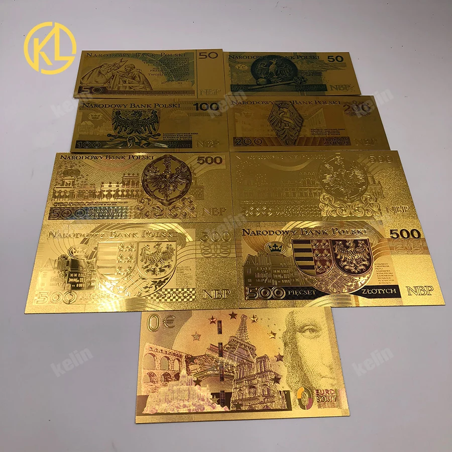 1 шт. уникальная цветная Золотая банкнота польская 500 фольга для денег Банкнота с