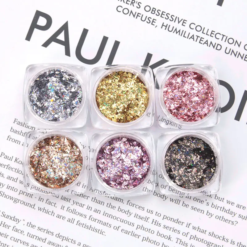 

Nail Glitter Glitter Flakies Powder Dust Mixed Sequined Irregular Flakes Nail Art Decoration for UV Gel Polish