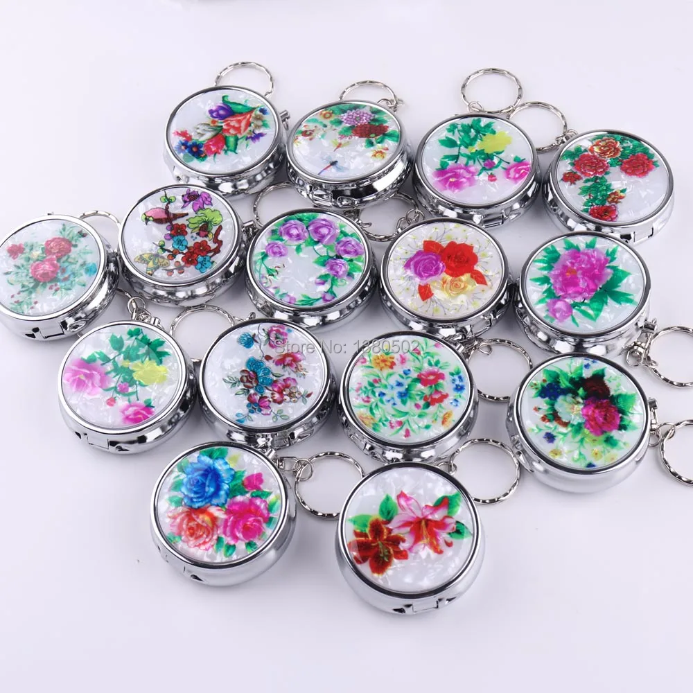 

5PCS /lot Beautiful Flower Pattern Key ring key chain with Storage box Random Delivery Decoration Accessories