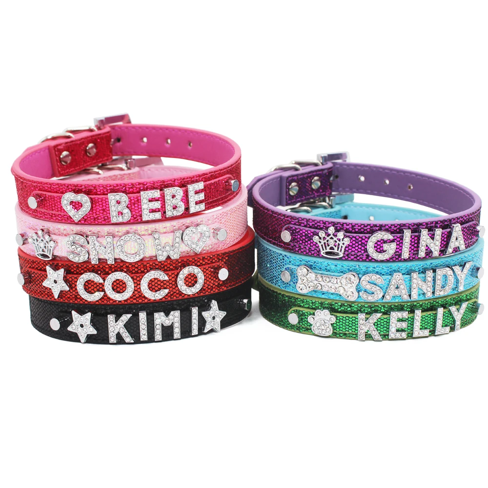 Bling Personalized Pet Dog Collar Rhinestone Customized Free Name Diamond Bucklet XS S M L | Дом и сад
