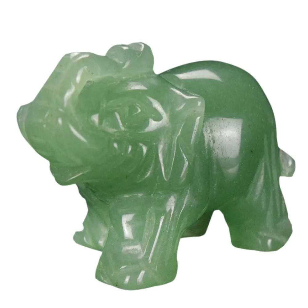

Lucky Elephant Figurine Gemstone Natural Hand Carved Green Jade Stone Chakra Stones Healing Feng Shui Statue home Table decorate
