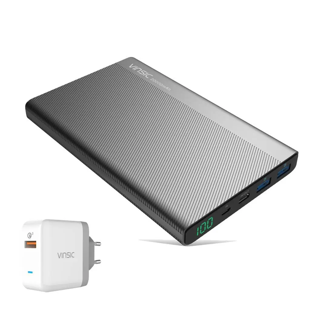 

20000mAh LCD Power Bank Type-C Dual Light weight, compact size USB External General Battery Charger Casual