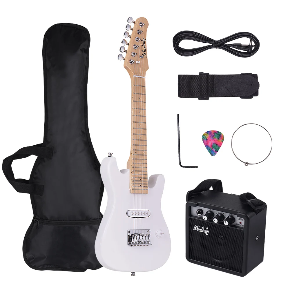 

Muslady 28 Inch ST Electric Guitar Kit Maple Neck with Amplifier Guitar Bag Strap Pick String Audio Cable Right-Handed Style