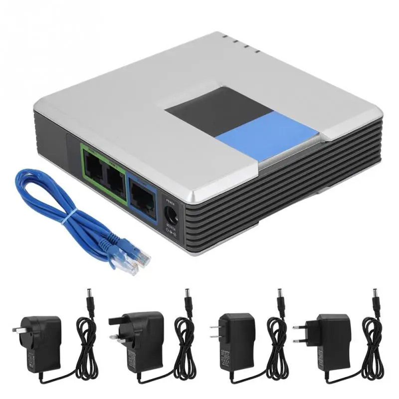 

VoIP Gateway Internet Phone 2 Ports Adapter SIP RJ45 Cable for Linksys PAP2T 100-240V EU US UK AU