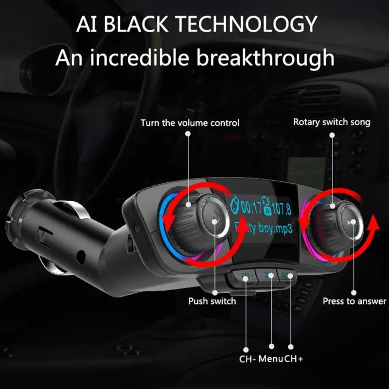 Беспроводной Bluetooth 4 0 Hands free автомобильный fm трансмиттер Dual USB Зарядное устройство