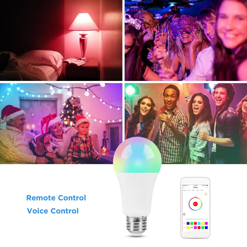

Smart Wifi Magic Light Bulb 7W RGB White And Warm White Remote Control Compatible With Alexa Google Assistant Voice Control
