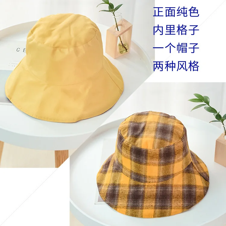 2019 Nuovo Modello Coreano Pescatore Cappello Degli Uomini Delle Donne Cappelli Due-sided Percalle di Arte Per Il Tempo Libero cappello Pieghevole del cappello di Protezione Del Bacino