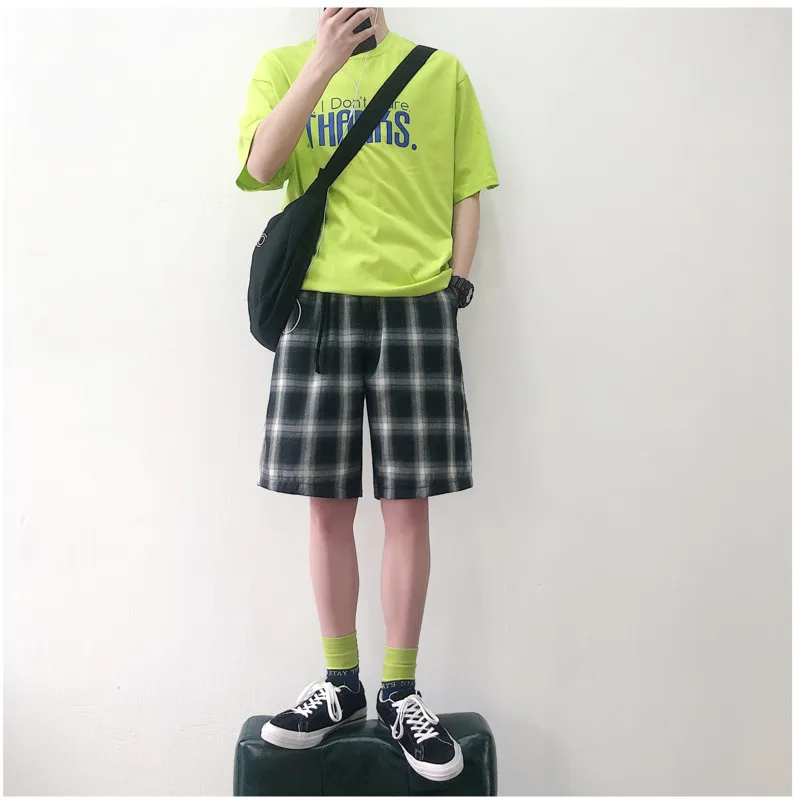 

Men's Outer Wear Shorts 2019 Summer New Youth Popular Loose Plaid Sports Shorts Five Pants Personalized Casual Men's Clothing