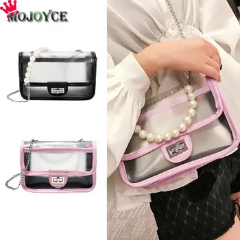 

Women Brand Design Small Square Shoulder Bag Clear Transparent Scrub PVC Messenger Bags New Female Handbags