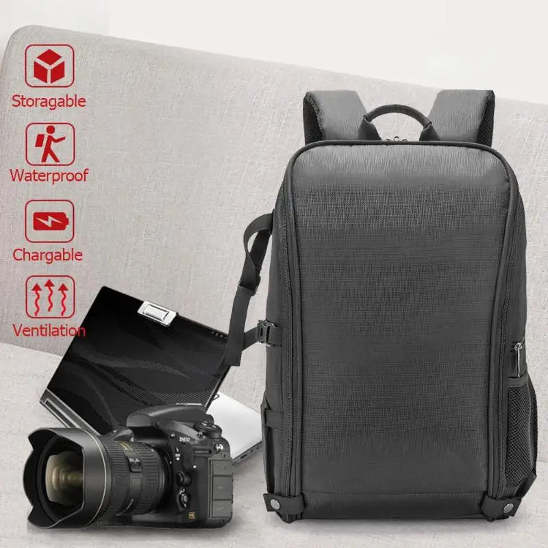 

Black Nylon Backpack Case Digital Camera Bag Folding Outdoor Anti-theft Waterproof Shoulders for Canon Nikon SLR Digital Camera