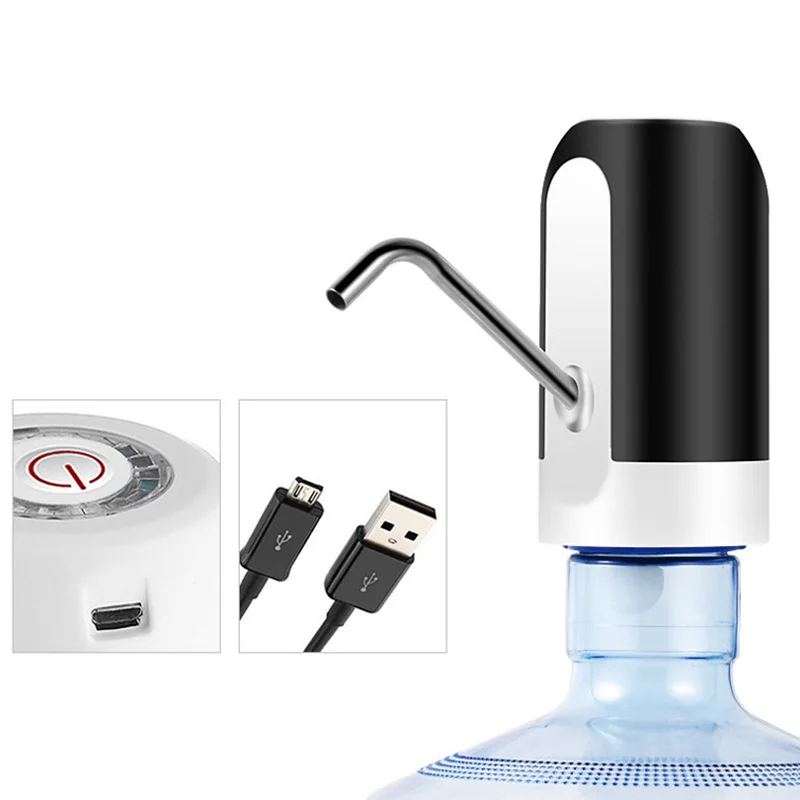 Electric Water Dispenser Portable Gallon Drinking Bottle Switch Smart Wireless Water Pump Water Treatment Appliances Black