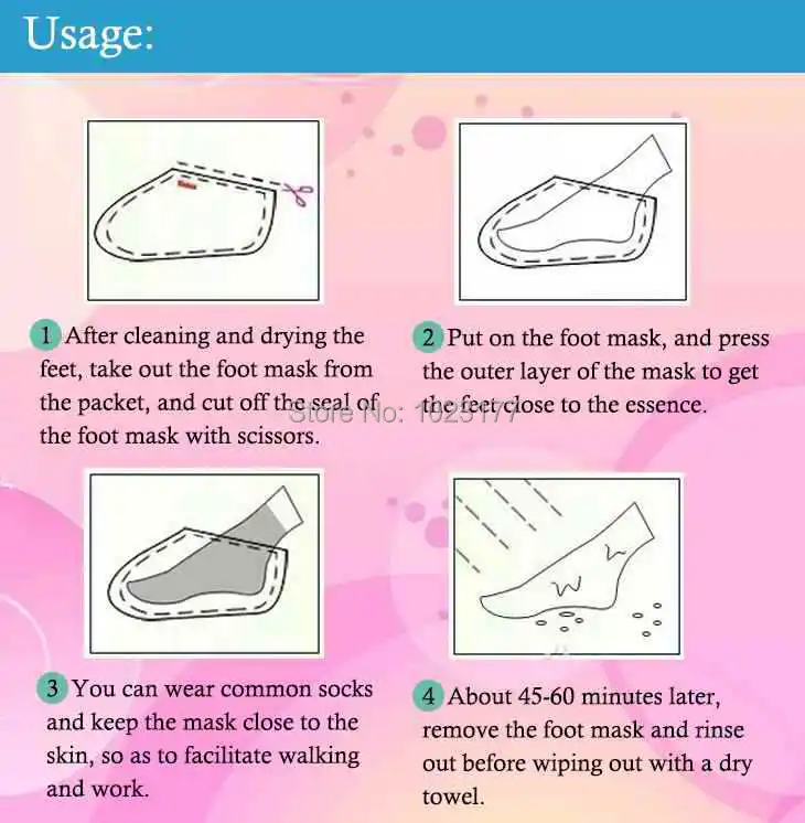 4 пары = 8 шт./лот маска для ног для отбеливания и увлажнения кожи(небольшое Отшелушивание в течение 7 дней