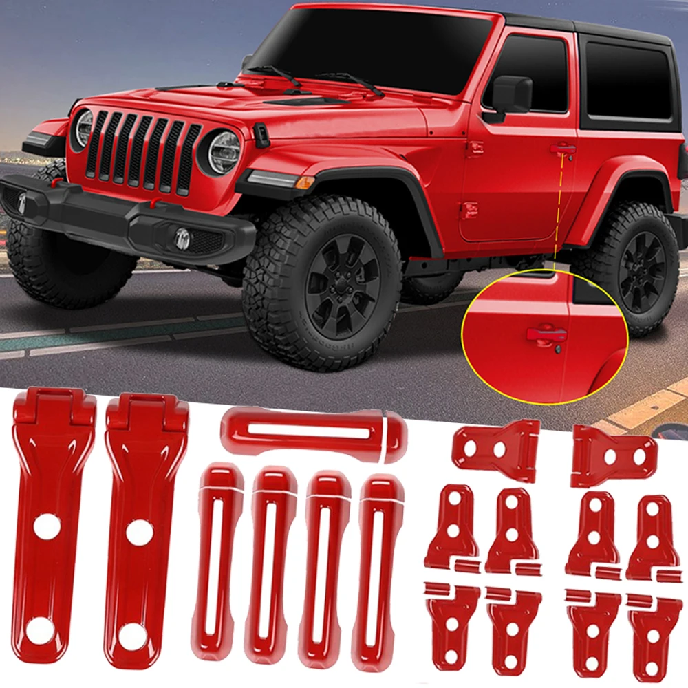 

For Jeep Wrangler JL 2018 Door Hinge Spare Tire Hinge Door Handle Hood Hinge Cover Stickers Auto Car Exterior Accessories