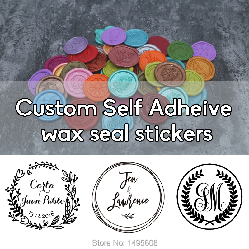  Custom Self Adhesive Wax Seal Stickers wedding wax stamp envelope seal invitation stickers 23 Color