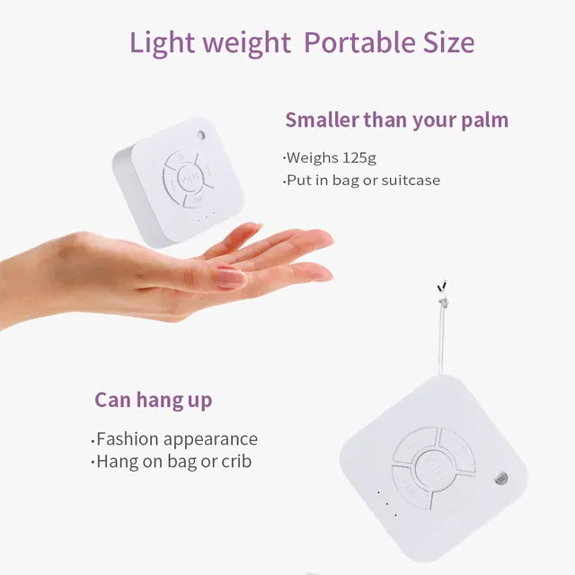 White Noise Sound Machine USB Rechargeable Sleep Alert Baby Sound Machine Timed Shutdown For Baby Sleep Soother Office Travel 4