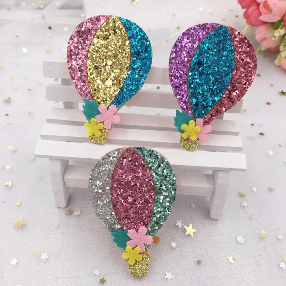 

3PCS 42*65mm Felt Fabric Glitter Paillette Balloon Patches Appliques Wedding DIY Patches A33