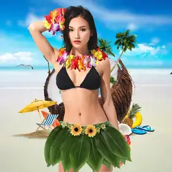 5 шт Юбка для танца \"хула\" Гавайи Пляж тему украшения вечерние поставок моделирования венок из листьев юбка комплект
