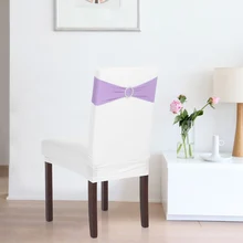 10 шт. Свадебные украшения эластичные спандекс чехлы для стульев Луки резинки для стульев с пряжка со стразами пояса банты 7 цветов