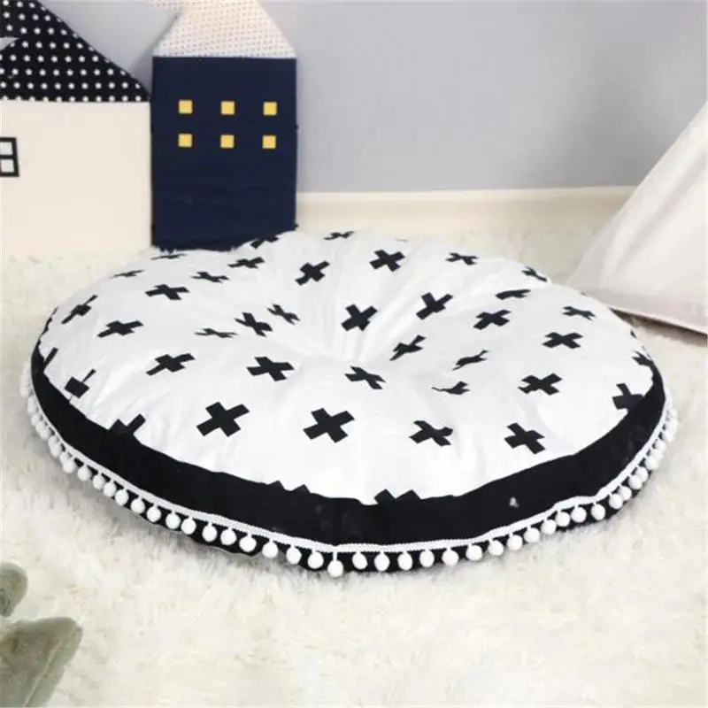 

Nordic Style Round Baby Crawling Cushion Mat Children's Room Decoration Lace Super Soft Feather Cotton Padded Children's Carpet