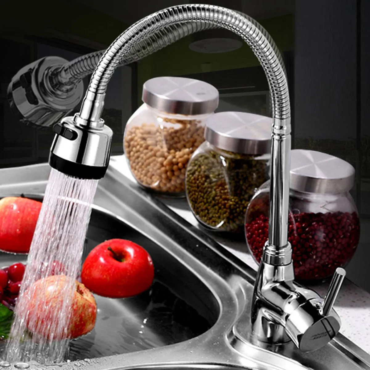 Kitchen 360Degree Rotatable Pull Down Spray Mixer Tap Spout Single Handle Sink Basin Faucet Adjustable Solid Brass Deck Mounted