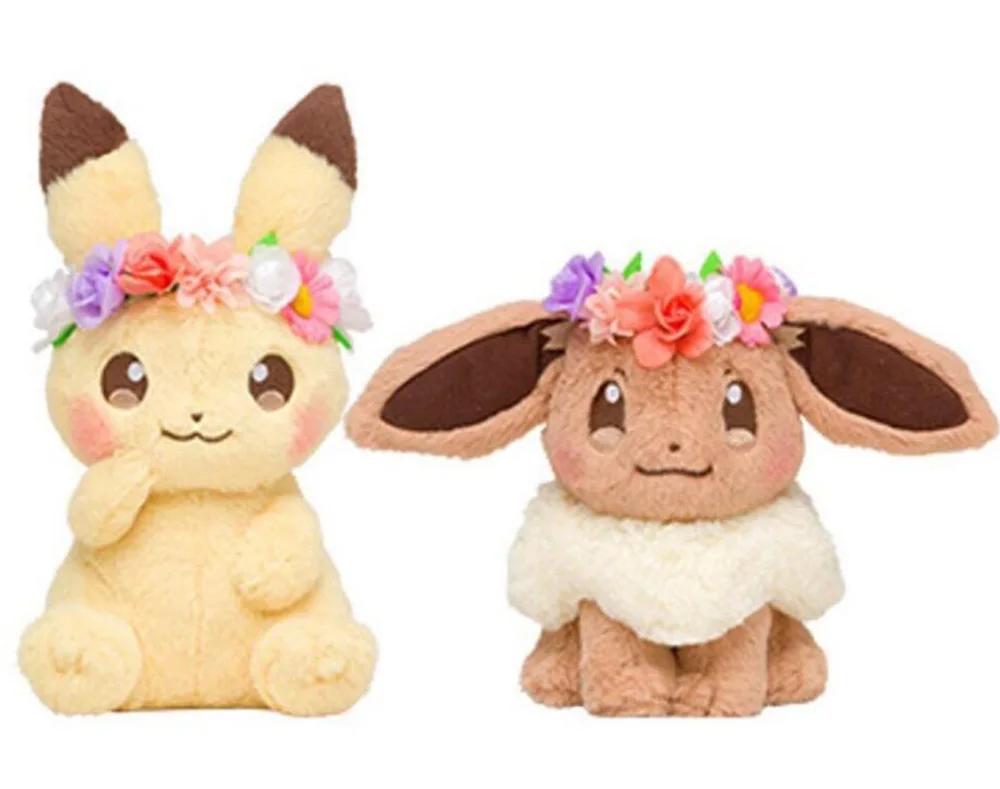 18 см Пасхальная серия Пикачу Eevee фигурки настоящий венок Пикачу фигурка плюшевая кукла модель игрушки