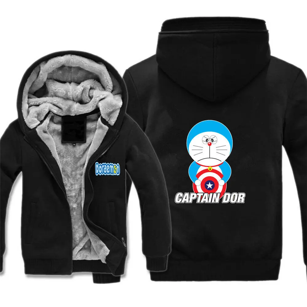 

Japan anime Doraemon jacket men Thick Hooded Coat Zipper Sweatshirts Costume Clothes coat winter Hoodie
