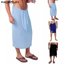 INCERUN, мужские банные полотенца, юбка, мягкие одноцветные пижамы для отдыха, домашняя одежда, Стильные пляжные мужские полотенца, юбки, одеяло, халаты