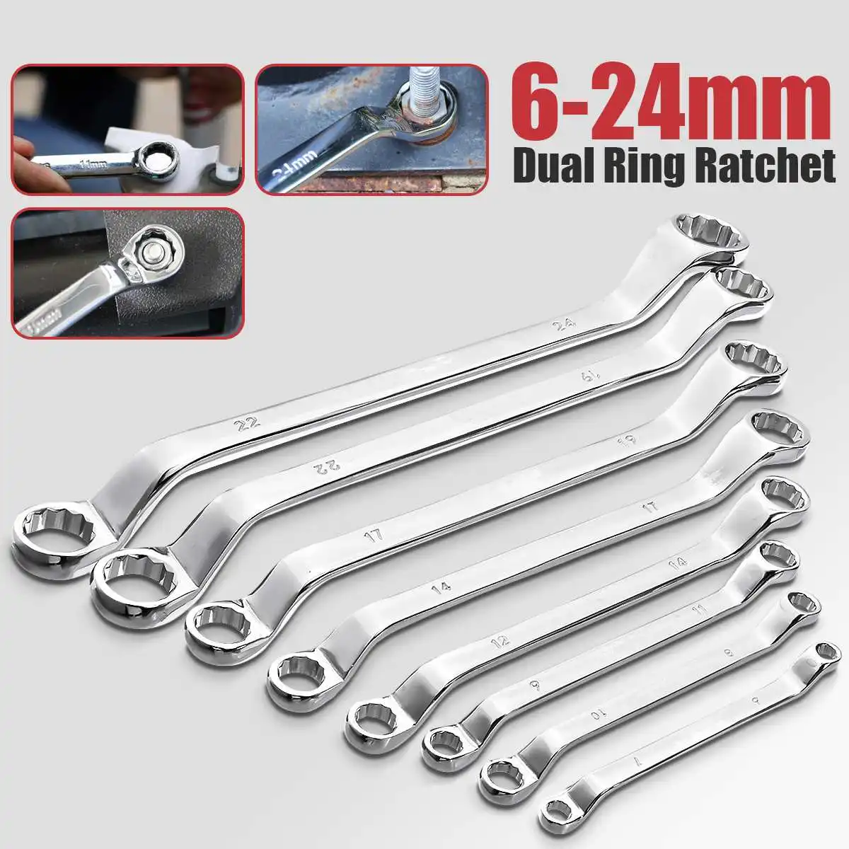 

8pcs Double Ring Wrench Tool Set Spanner 6mm - 24mm with Storage Bag Metric Hand Tools Steel Wrench for Professional Use Spanner