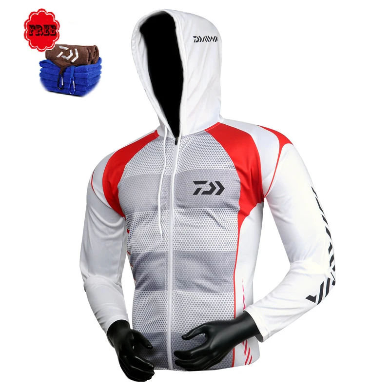 

Spring Summer Fishing Clothing Anti UV Breathable Quick-drying Men Long Sleeve Fishing Shirt Outdoor Jersey Clothes Gift Towel