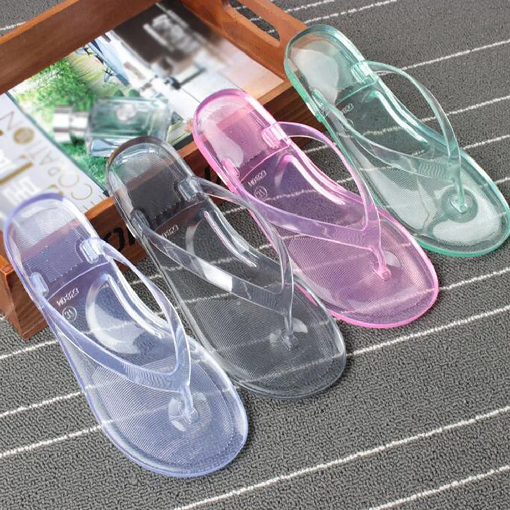 

Women Flip Flops Non Slip Transparent Crystal Bathroom Casual Jelly Slippers 2019 Fashion Flip-Flop Beach Sandals And Slippers