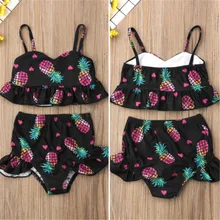 Комплект из 2 предметов для маленьких девочек, топы с принтом ананаса+ шорты, купальный костюм, комплект бикини с фруктовым принтом, детский купальник