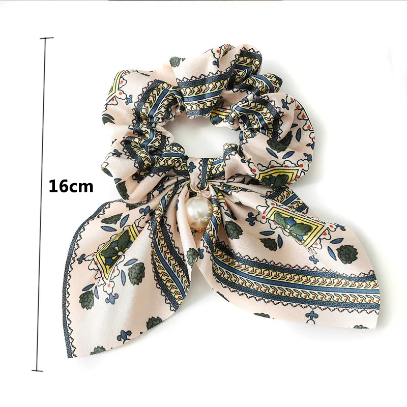 Flower Exquisite Beautiful Print Seaside Gifts Hair Rope Adjustable Pearl 5 Colors Valentines Gift Elastic 1PC Unique Bowknot