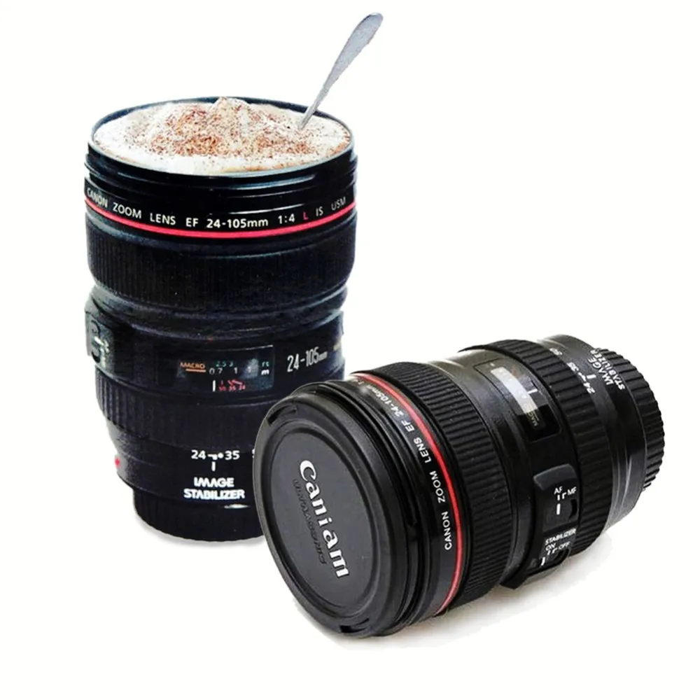 

Durable Diy Stainless Steel Vacuum Flasks Travel Coffee Mug Cup Water Coffee Tea Camera Lens Cup With Lid Dropshipping