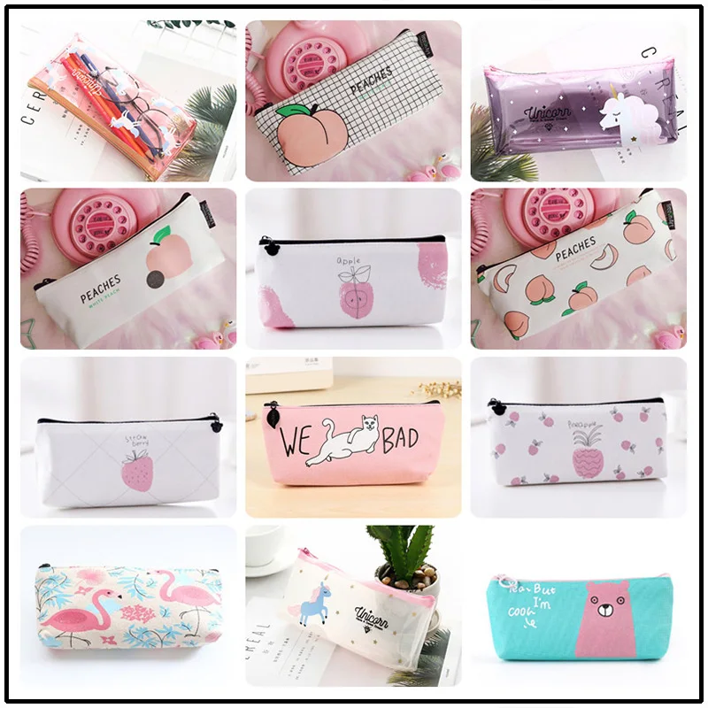 

1Pcs Dialogue Bear Simple Pencil Bags Kawaii Girl Pencil Case Durable Large Capacity Pen Bags School Office Supplies Stationery