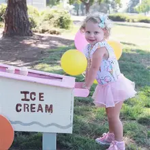 Новинка года, брендовая одежда для малышей, боди для малышей, купальный костюм для девочек, комплект из крема со льдом, короткий стиль с цветочным рисунком и бантом, для детей от 0 до 18 месяцев