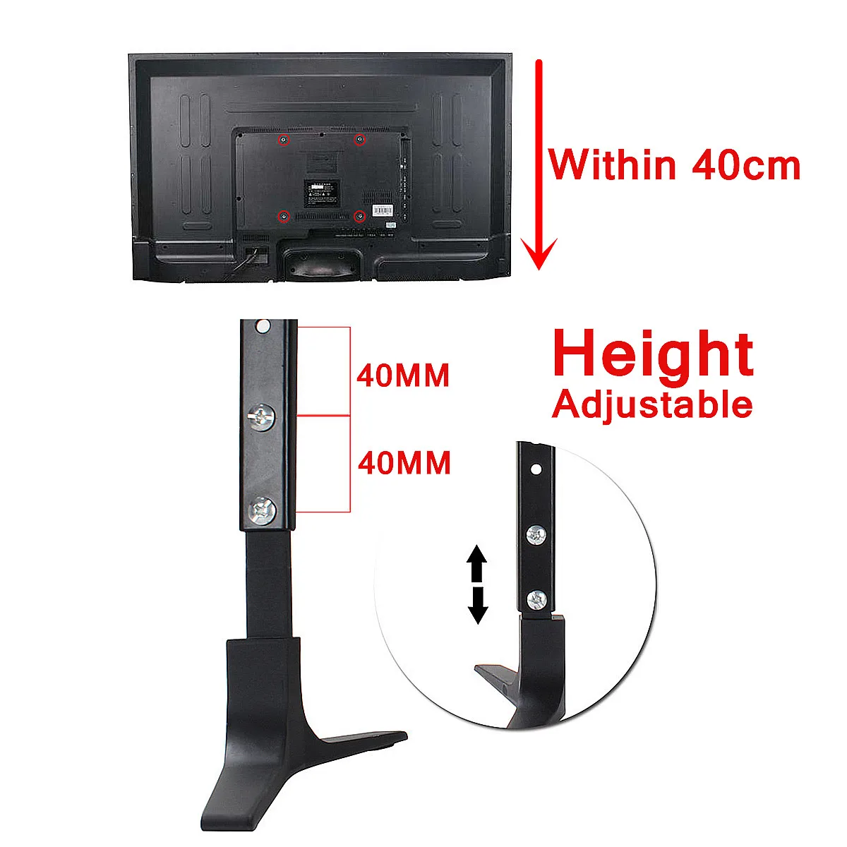  TV Stand Base Alloy+ Steel LEORY Plasma LCD Flat Screen Universal Table Top Pedestal Mount 32-55 He