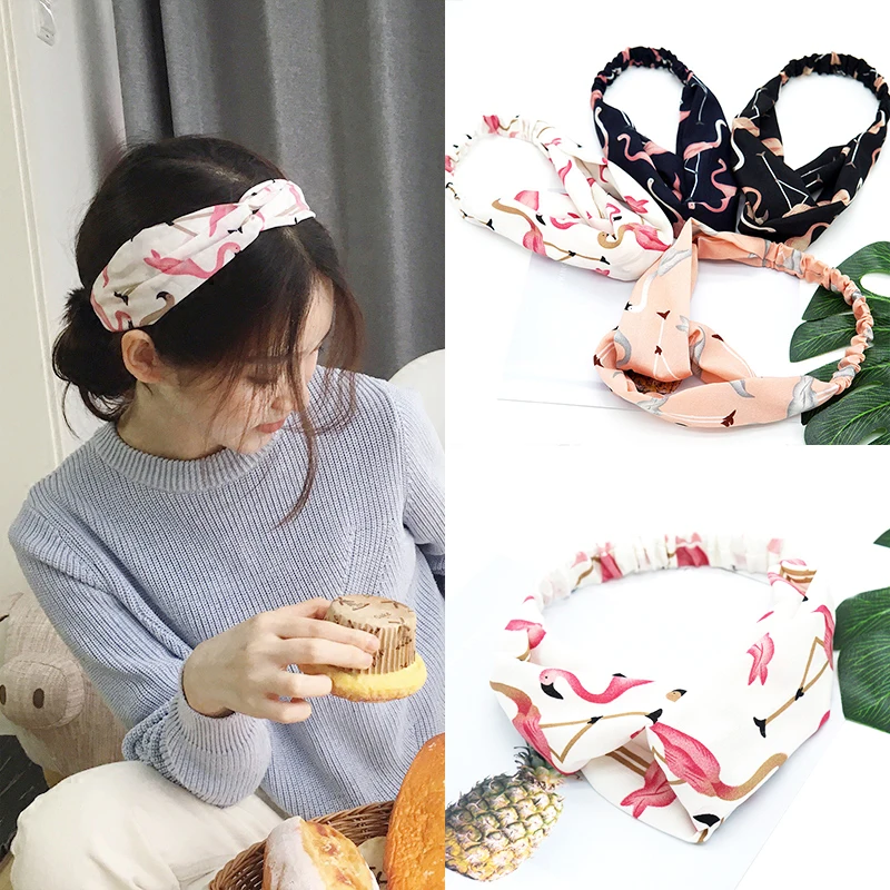 

Headbands Turban Flamingo Headwrap Headwear Fashion Cartoon Bandana Women Cross 4Colors Hair Bands 1PC Hair Accessories