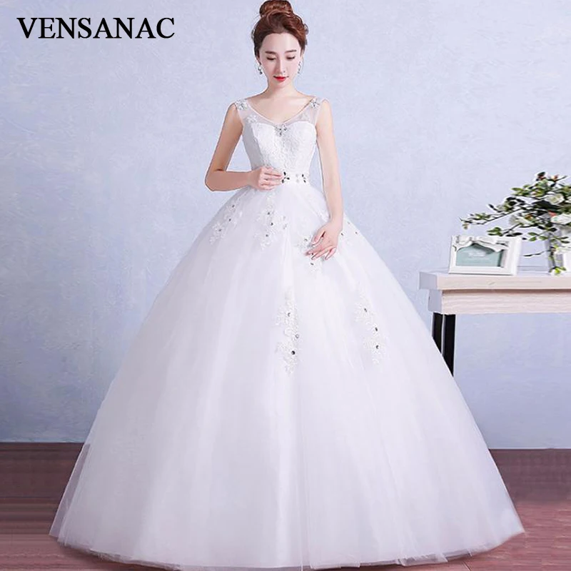 Lace V Neck Wedding Dress With Sash 4