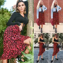 Новая женская юбка с леопардовым принтом тонкая юбка с высокой талией Bodycon нерегулярные оборки короткие юбки