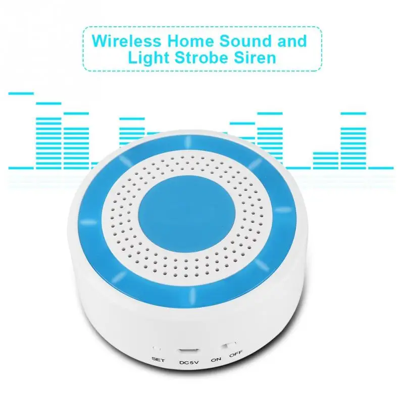 

433MHZ 100dB Wireless Home Sound and Light Strobe Siren for WIFI GSM Alarm Panel System US Plug 100-240V