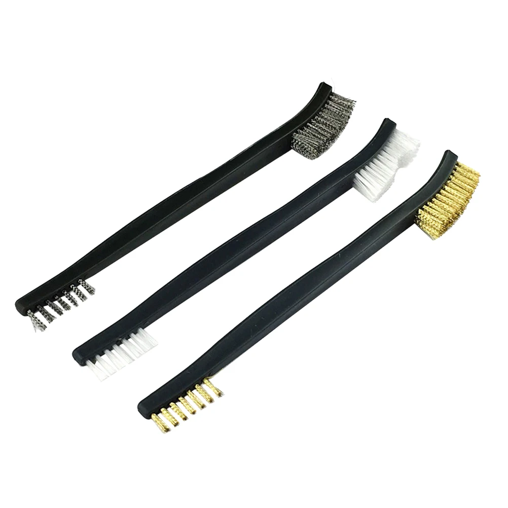 3pcs 7 Inch Double head Wire Brush Handle Brass Cleaning Tool Home