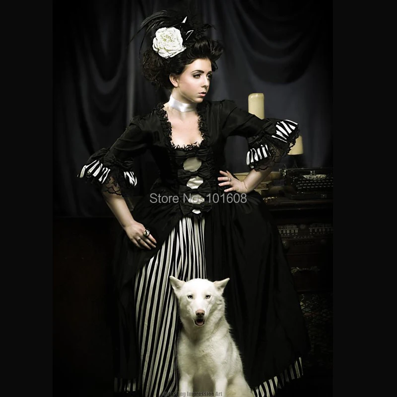 

Customer to order!Eras 2-pcs Renaissance Gothicmedieval Reenactment Halloween Gothic Cosplay DRESS Colonial dresses HL-410